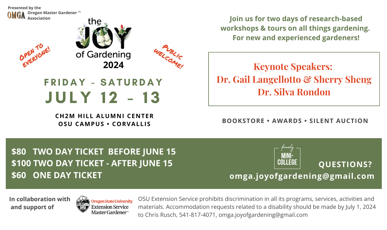Joy of Gardening flyer with link to contact email address.